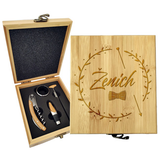 Dárková sada na víno Ženich motýlek: 147×168×49 mm