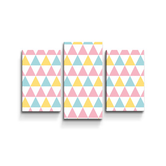 Obraz - 3-dílný Tříbarevné trojúhelníky: 75x50 cm
