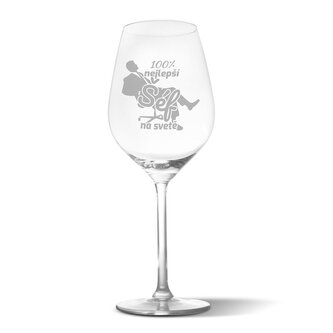 Sklenička na víno 100% nejlepší šéf na světě: 49 cl