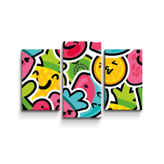 Obraz - 3-dílný Veselé ovoce: 75x50 cm