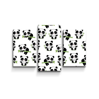 Obraz - 3-dílný Pandy s větvičkou: 75x50 cm