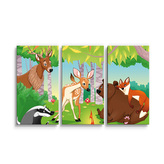 Obraz - 3-dílný Lesní zvířátka 2: 120x80 cm