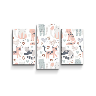 Obraz - 3-dílný Malované kočičky: 75x50 cm