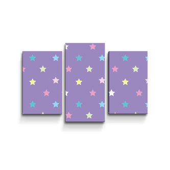 Obraz - 3-dílný Hvězdy na fialové: 75x50 cm