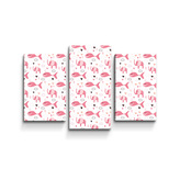 Obraz - 3-dílný Růžové rybky a sloni: 75x50 cm