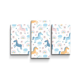 Obraz - 3-dílný Duhoví jednorožci: 75x50 cm