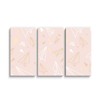 Obraz - 3-dílný Zlaté a bílé vlaštovky: 120x80 cm