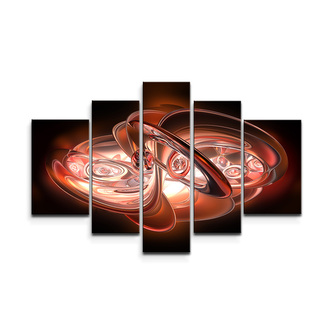 Obraz - 5-dílný Červená abstrakce: 125x90 cm