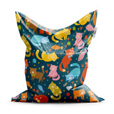 Sedací vak Kočky s rybkami: 150x100 cm