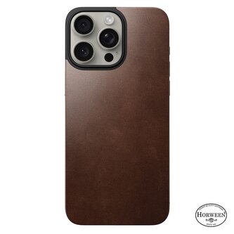 Nomad Magnetic Horween Leather Back, brown - iPhone 15 Pro Max