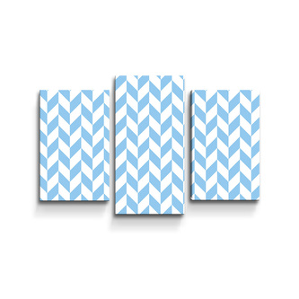 Obraz - 3-dílný Modrobílé kosodélníky: 75x50 cm