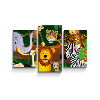 Obraz - 3-dílný Zvířátka: 75x50 cm
