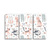 Obraz - 3-dílný Malované kočičky: 120x80 cm