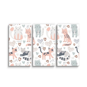 Obraz - 3-dílný Malované kočičky: 120x80 cm