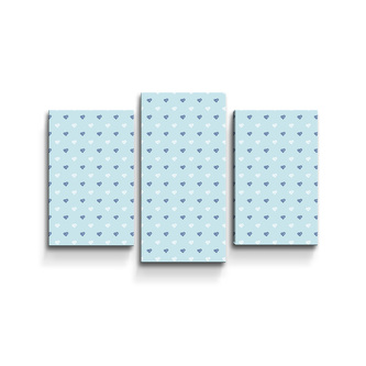 Obraz - 3-dílný Srdce na modré: 75x50 cm