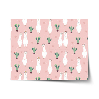 Plakát Lama a kaktusy: 120x80 cm