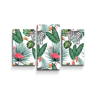 Obraz - 3-dílný Zebra a plameňák: 75x50 cm
