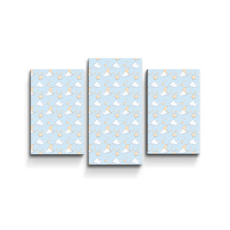 Obraz - 3-dílný Měsíčky, hvězdičky a mráčky: 75x50 cm