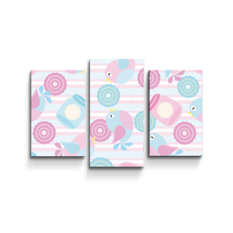 Obraz - 3-dílný Roztomilí ptáčci: 75x50 cm