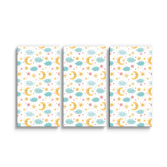 Obraz - 3-dílný Měsíc a modré mráčky: 120x80 cm
