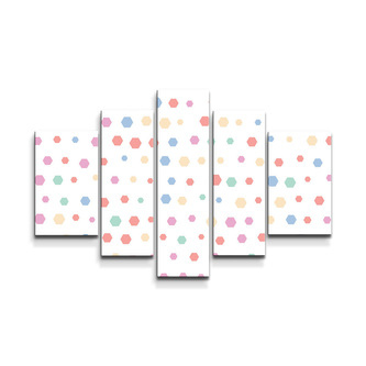 Obraz - 5-dílný Různě barevné puntíky : 125x90 cm