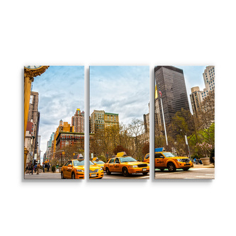 Obraz - 3-dílný Žluté taxiky 2: 120x80 cm