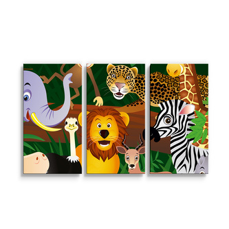Obraz - 3-dílný Zvířátka: 120x80 cm