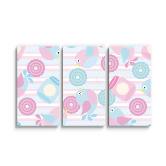 Obraz - 3-dílný Roztomilí ptáčci: 120x80 cm