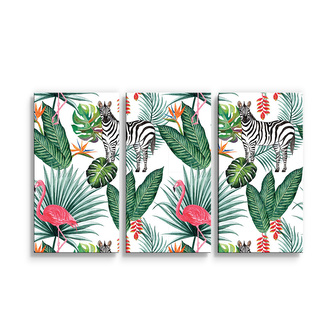 Obraz - 3-dílný Zebra a plameňák: 120x80 cm