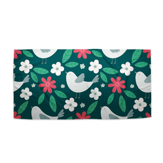 Ručník Červené kvítí s ptáčky: 50x100 cm