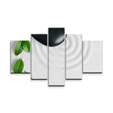Obraz - 5-dílný Listy a kámen: 125x90 cm