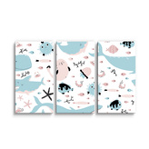 Obraz - 3-dílný Animovaný mořský svět: 120x80 cm