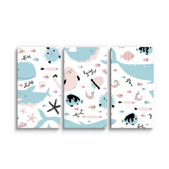 Obraz - 3-dílný Animovaný mořský svět: 120x80 cm