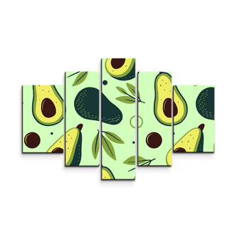 Obraz - 5-dílný Kreslené avokádo: 125x90 cm