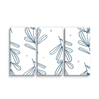 Obraz - 3-dílný Modré lístky: 120x80 cm