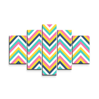 Obraz - 5-dílný Duhové klikyháky: 125x90 cm