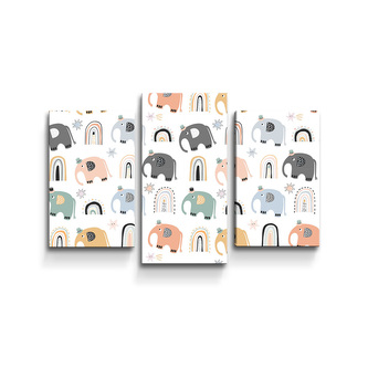 Obraz - 3-dílný Animovaní sloni: 75x50 cm