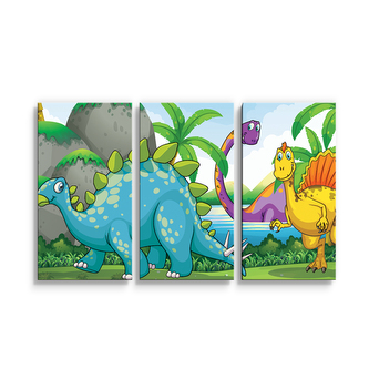 Obraz - 3-dílný Dinosauři 3: 120x80 cm