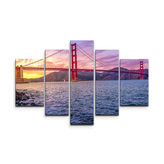 Obraz - 5-dílný Golden Gate 5: 125x90 cm