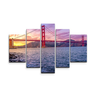 Obraz - 5-dílný Golden Gate 5: 125x90 cm