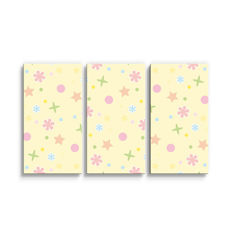 Obraz - 3-dílný Hvězdy, květy a puntíky: 120x80 cm