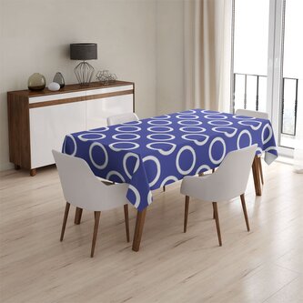 Ubrus Bílé kruhy na modré: 130x170 cm Ubrus Bílé kruhy na modré: 130x170 cm