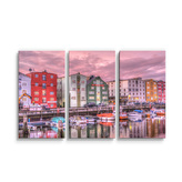 Obraz - 3-dílný Barevné domky na pobřeží: 120x80 cm