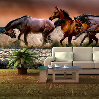 Tapeta Koně ve vodě: 336x220 cm Tapeta Koně ve vodě: 336x220 cm