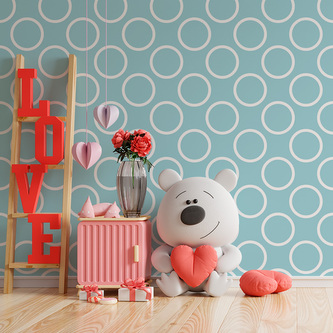 Tapeta Bílé kruhy: 208x125 cm Tapeta Bílé kruhy: 208x125 cm