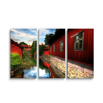 Obraz - 3-dílný Červený dům: 120x80 cm
