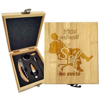 Dárková sada na víno 100% nejlepší šéf na světě: 147×168×49 mm