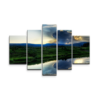 Obraz - 5-dílný Mrak nad řekou: 125x90 cm