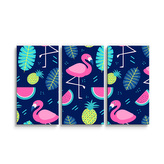 Obraz - 3-dílný Růžoví plameňáci: 120x80 cm