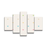 Obraz - 5-dílný Barevná srdíčka na béžové: 125x90 cm